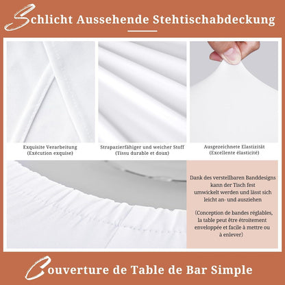 6er-Set Weiße Stretch Stehtisch Husse Hochwertige Tischdecke 60-65cm