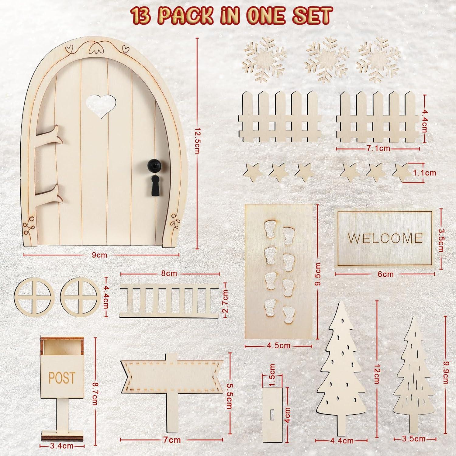 Wichteltür Set Weihnachtswichtel Miniatur Zubehör Holz