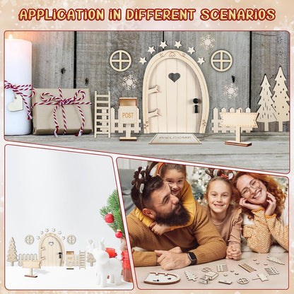 Wichteltür Set Weihnachtswichtel Miniatur Holzhaus Weihnachtsdeko
