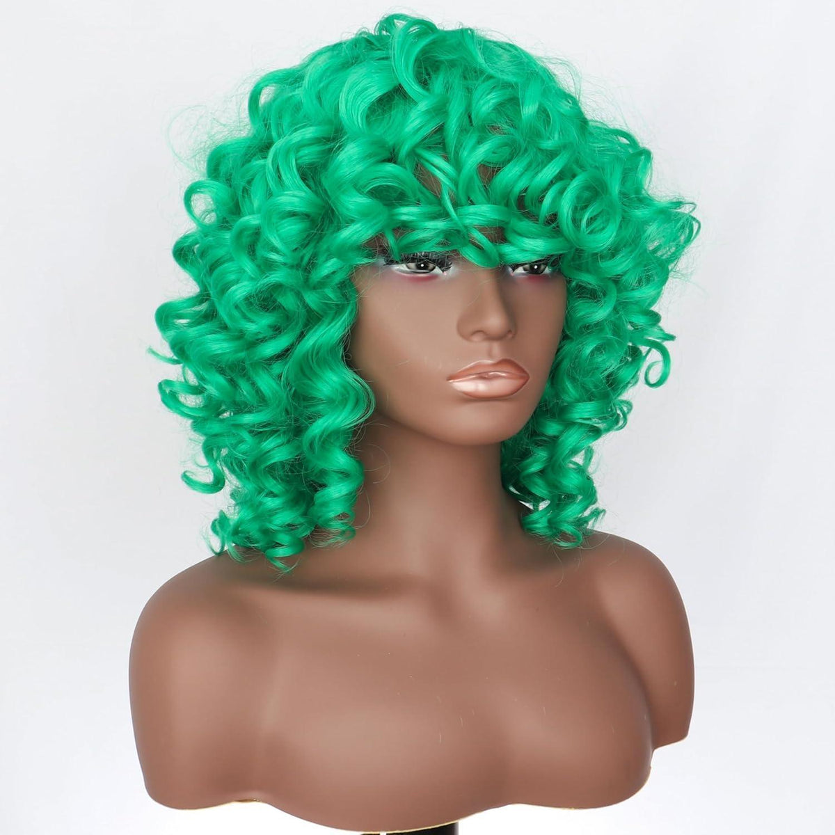 Grüne Afro Perücke Damen – Kurz, Lockig, Synthetisch