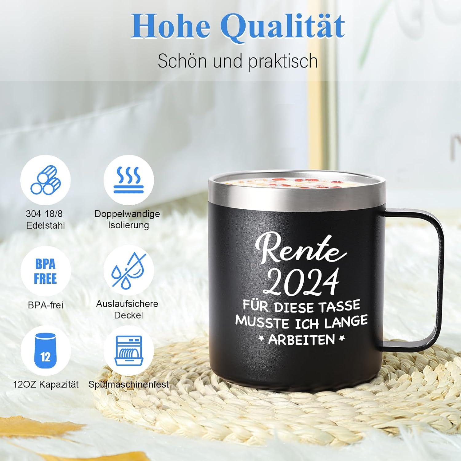 Livole Ruhestand Geschenk Tasse Rente 2024 350ml Camping