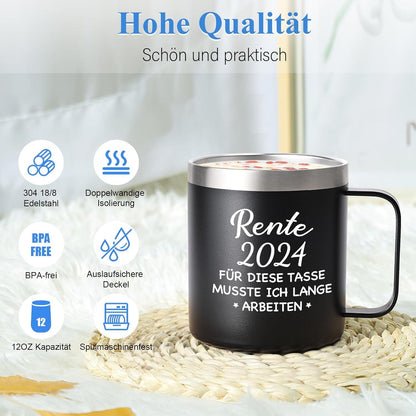 Livole Ruhestand Geschenk Tasse Rente 2024 350ml Camping