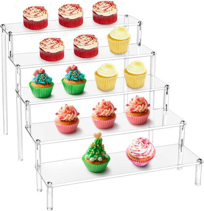 Acryl Display Ständer 5 Stufig Transparent Riser Regal Figuren Schmuck Cupcake