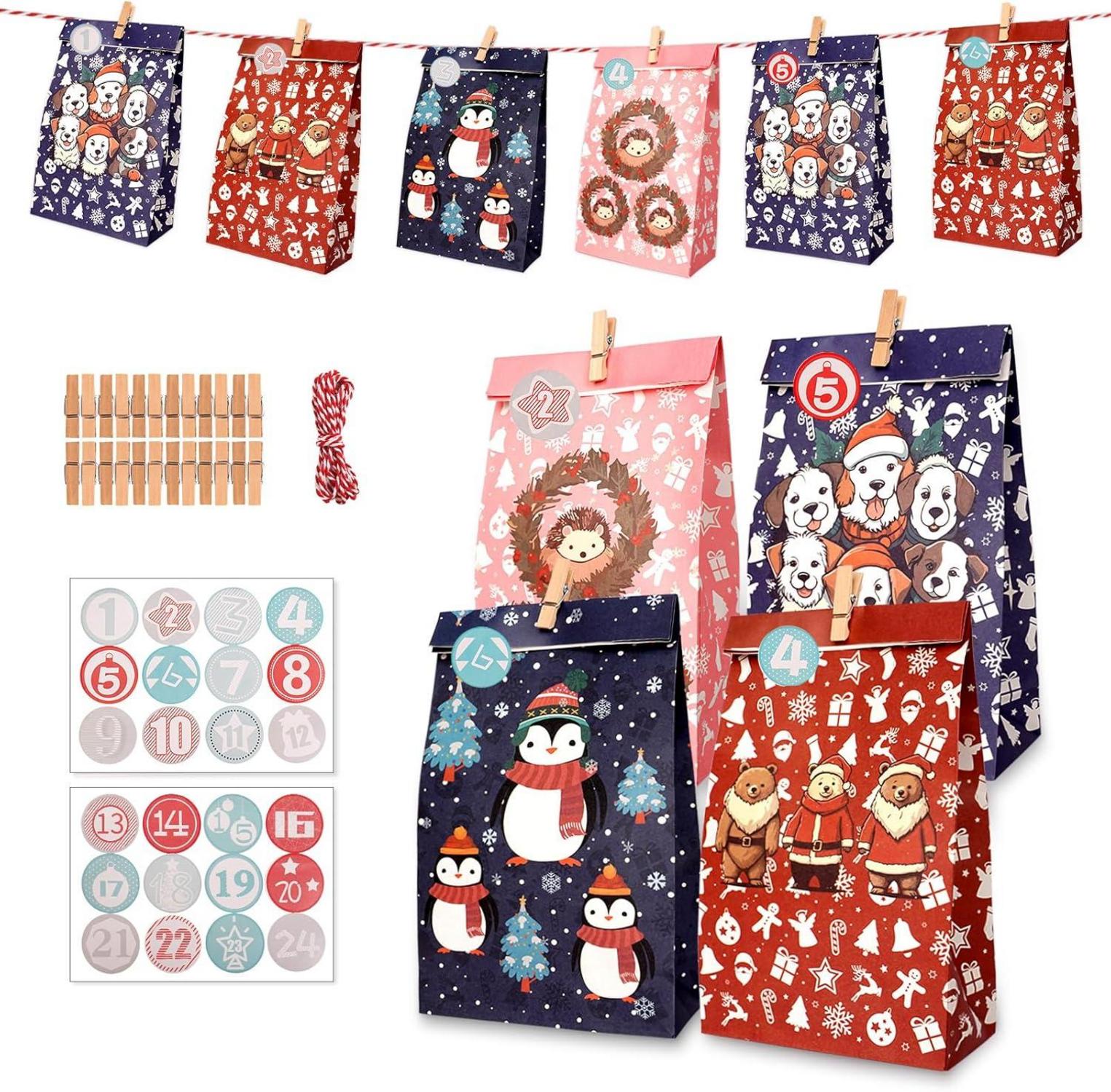 Adventskalender Zum Befüllen Rosa Rot Blau für Kinder