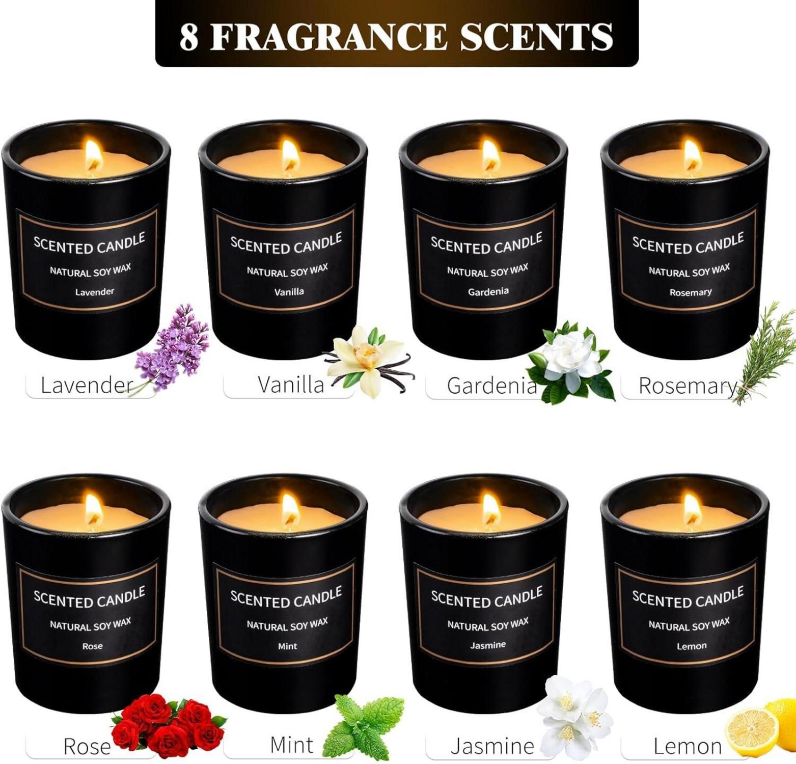 Kristen Duftkerzen Set 8er Pack Geschenk für Frauen Aromatherapie Soja Wachs Kerzen Weihnachtsgeschenke