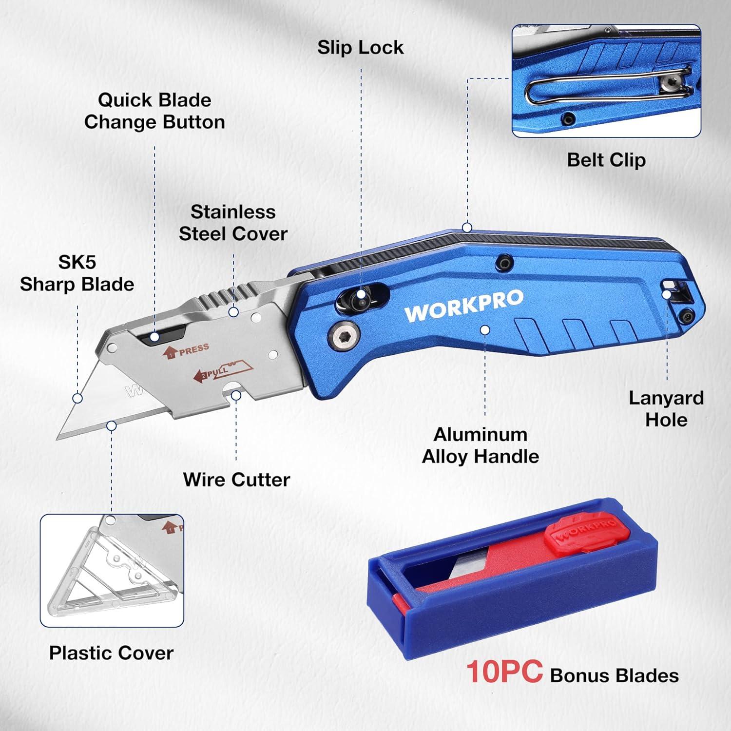 Klappmesser mit Aluminiumgriff, Universalmesser 11 Klingen