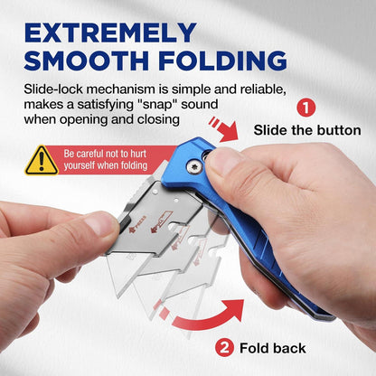 WORKPRO Aluminium Klappmesser mit 10 Ersatzklingen und Slip Lock