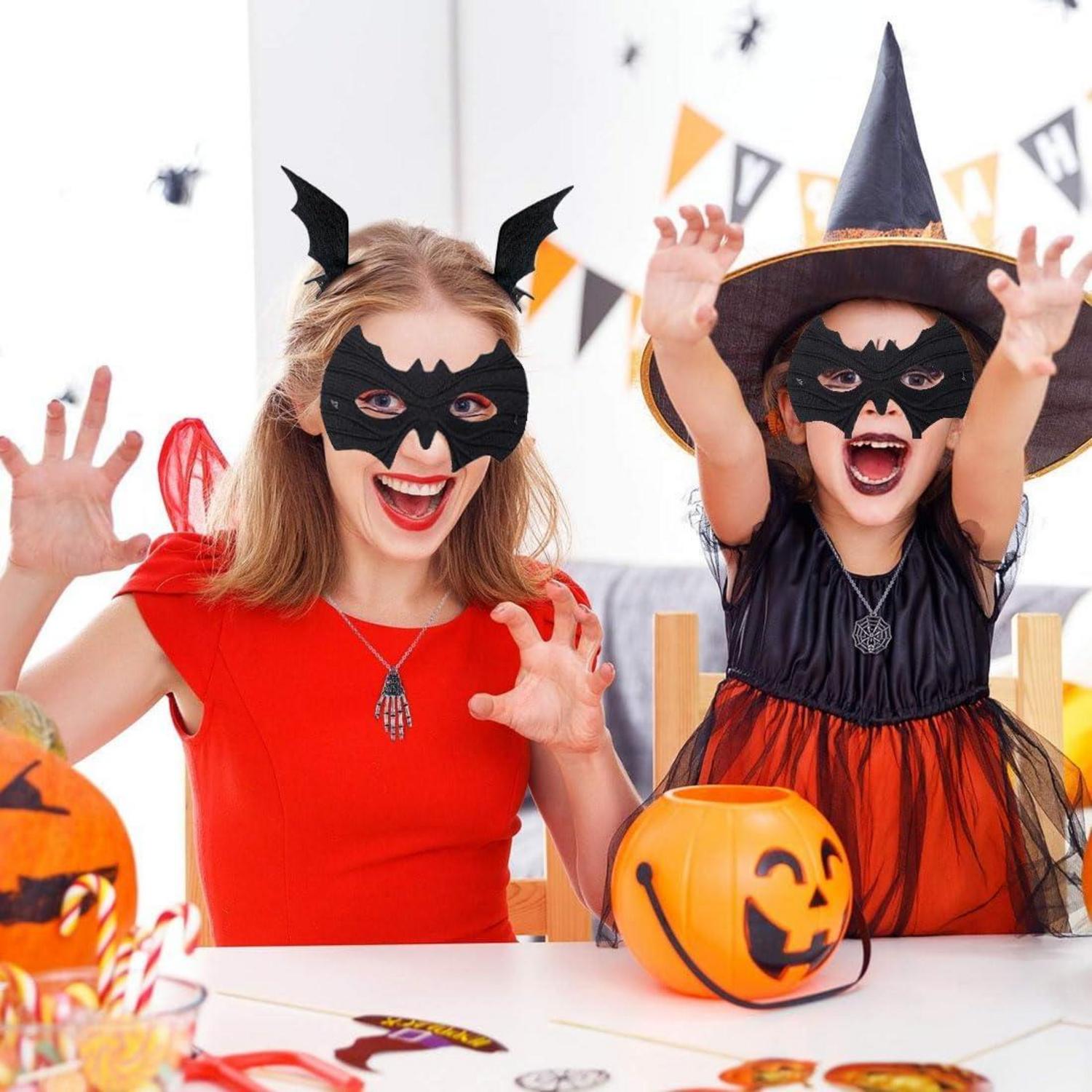Fledermaus Maske Haarspangen Set Halloween Party Zubehör Schwarz