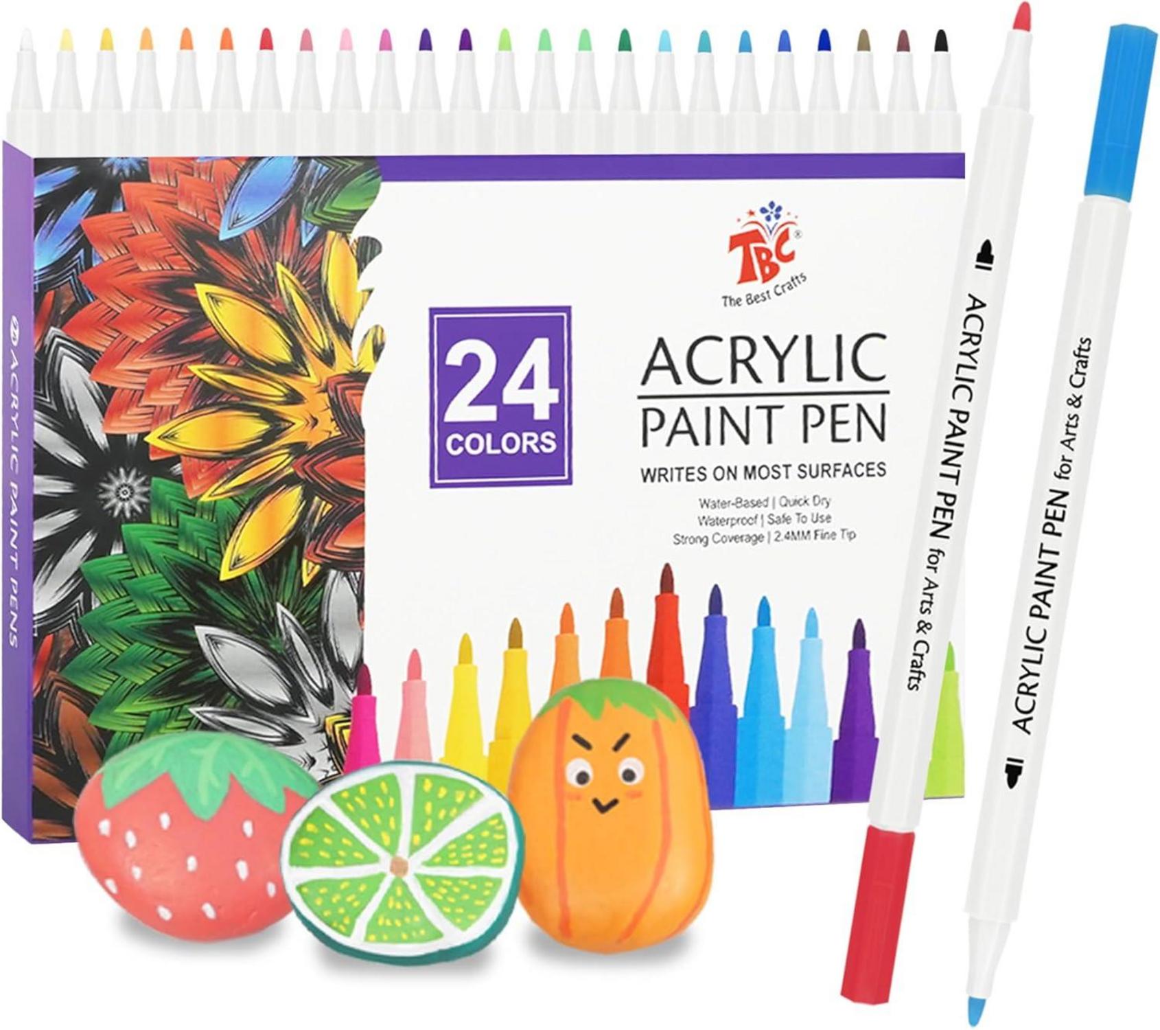 Acrylstifte 24 Farben wasserdicht Steine bemalen Set