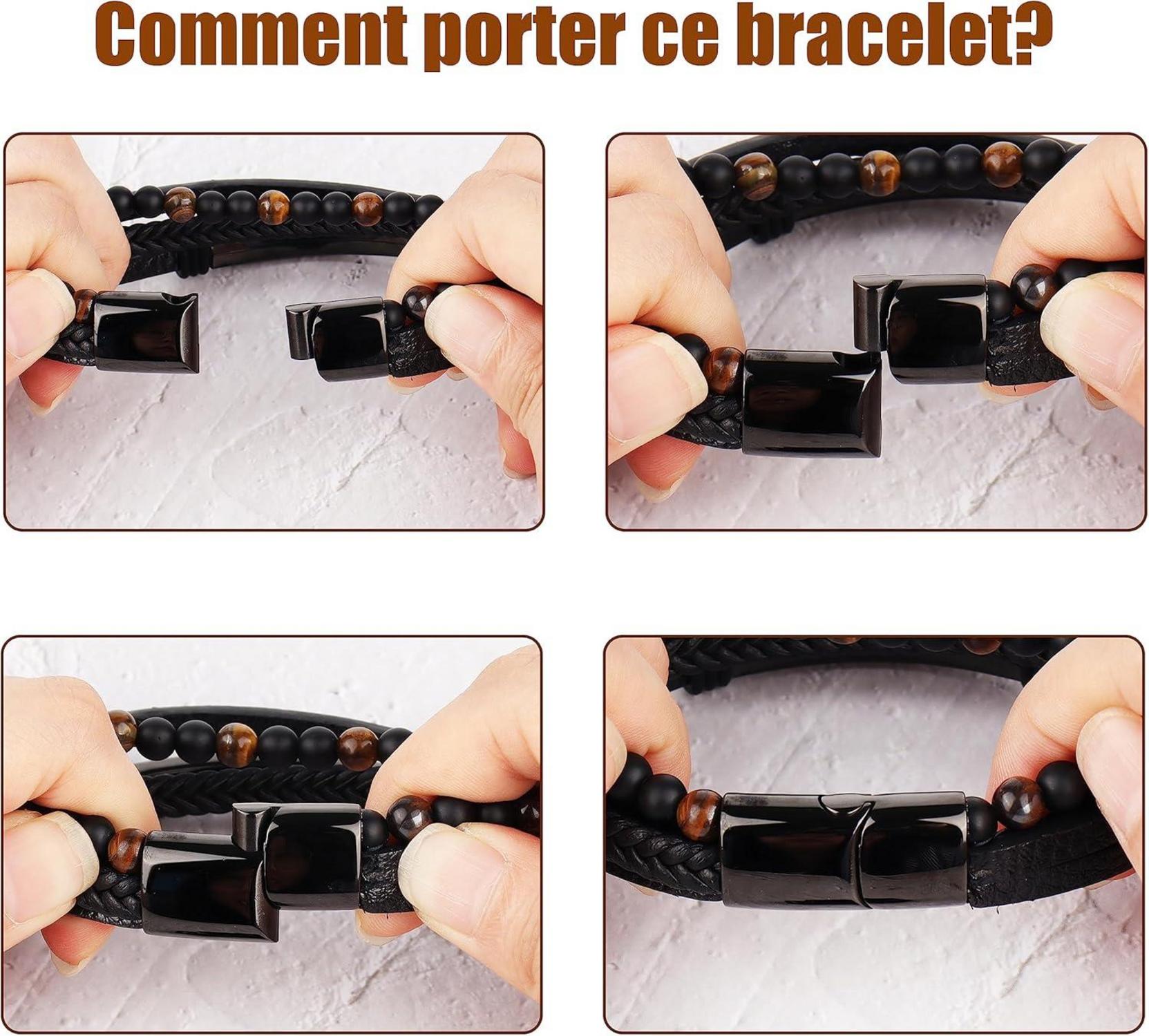 Merclix Liebe Dich Männer Lederarmband Weihnachten Schwarz 22cm