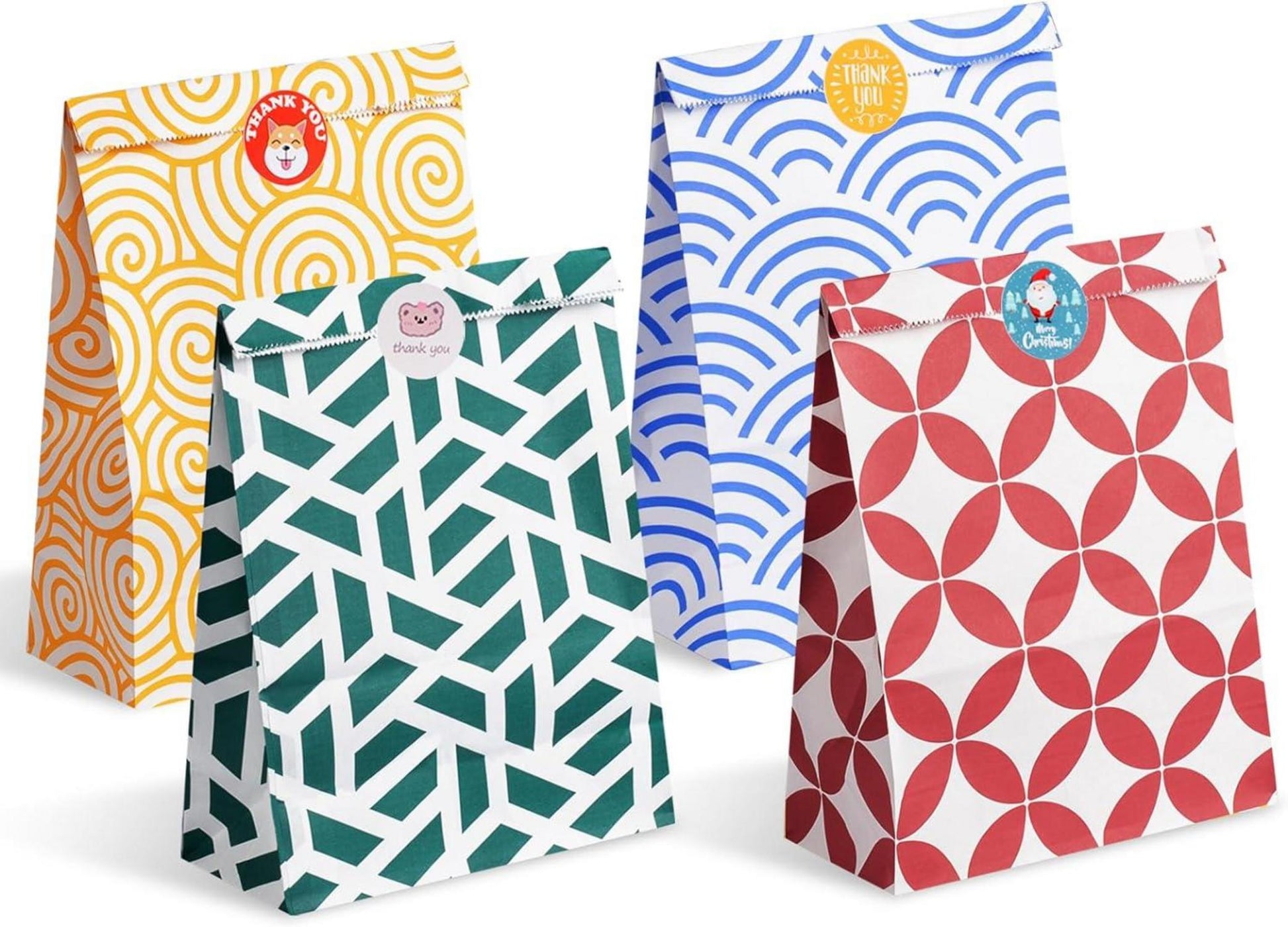 48 bunte Geschenktüten mit Stickern, ideal für Weihnachten & Partys