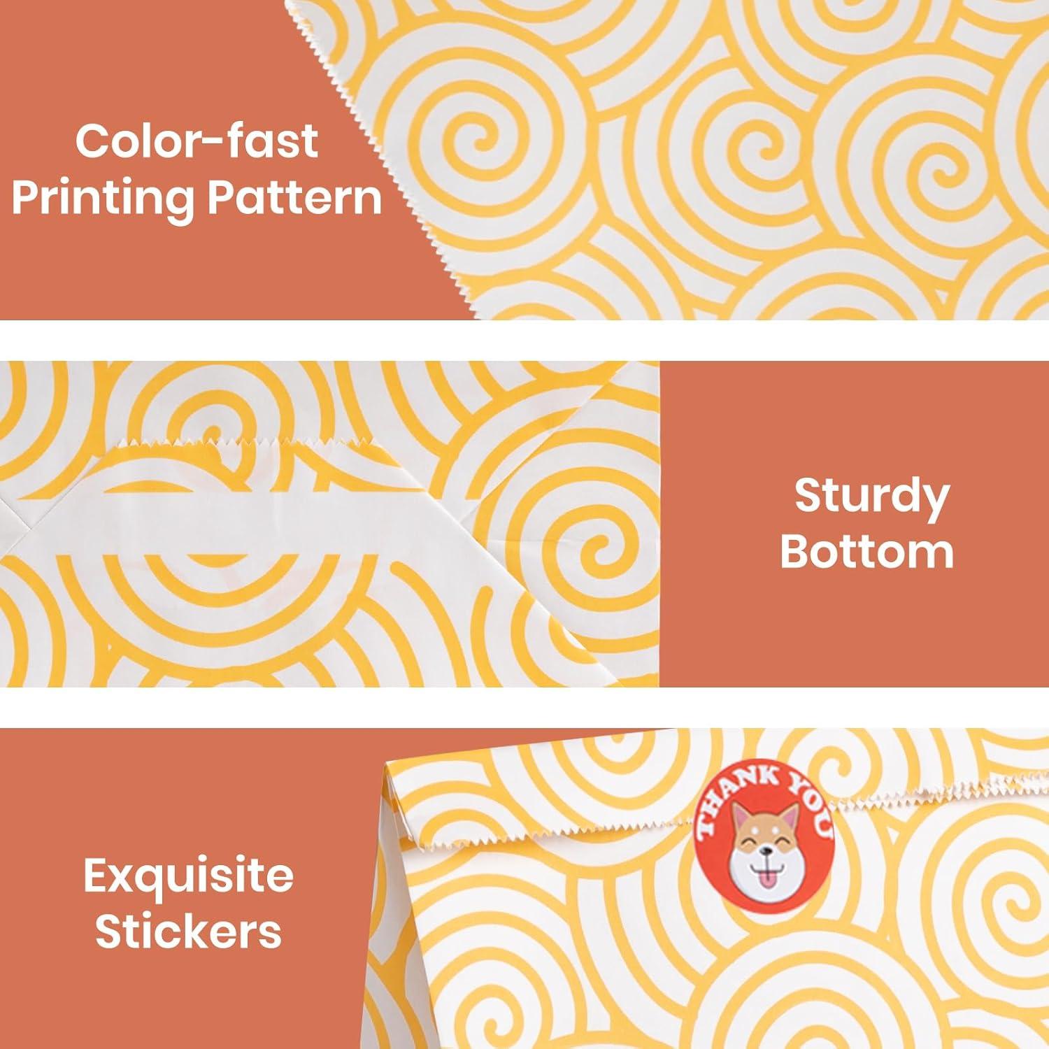 48 bunte Papiertüten mit Stickern für Geschenke - 24x17x8cm