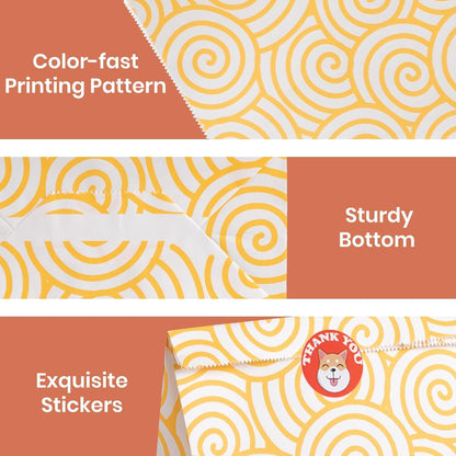 48 bunte Papiertüten mit Stickern für Geschenke - 24x17x8cm