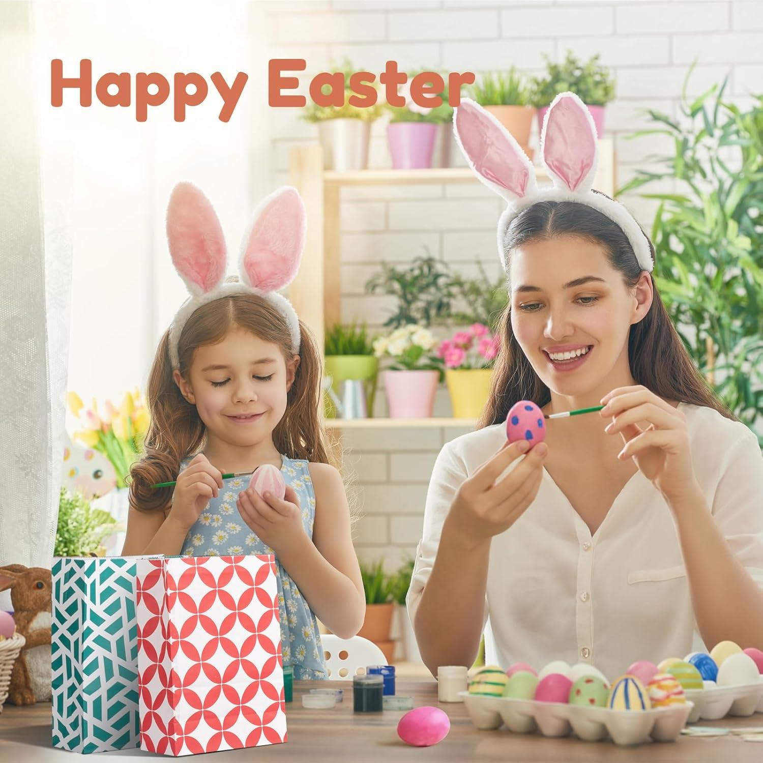 48 bunte Papiertüten mit Stickern für Geschenke - 24x17x8cm