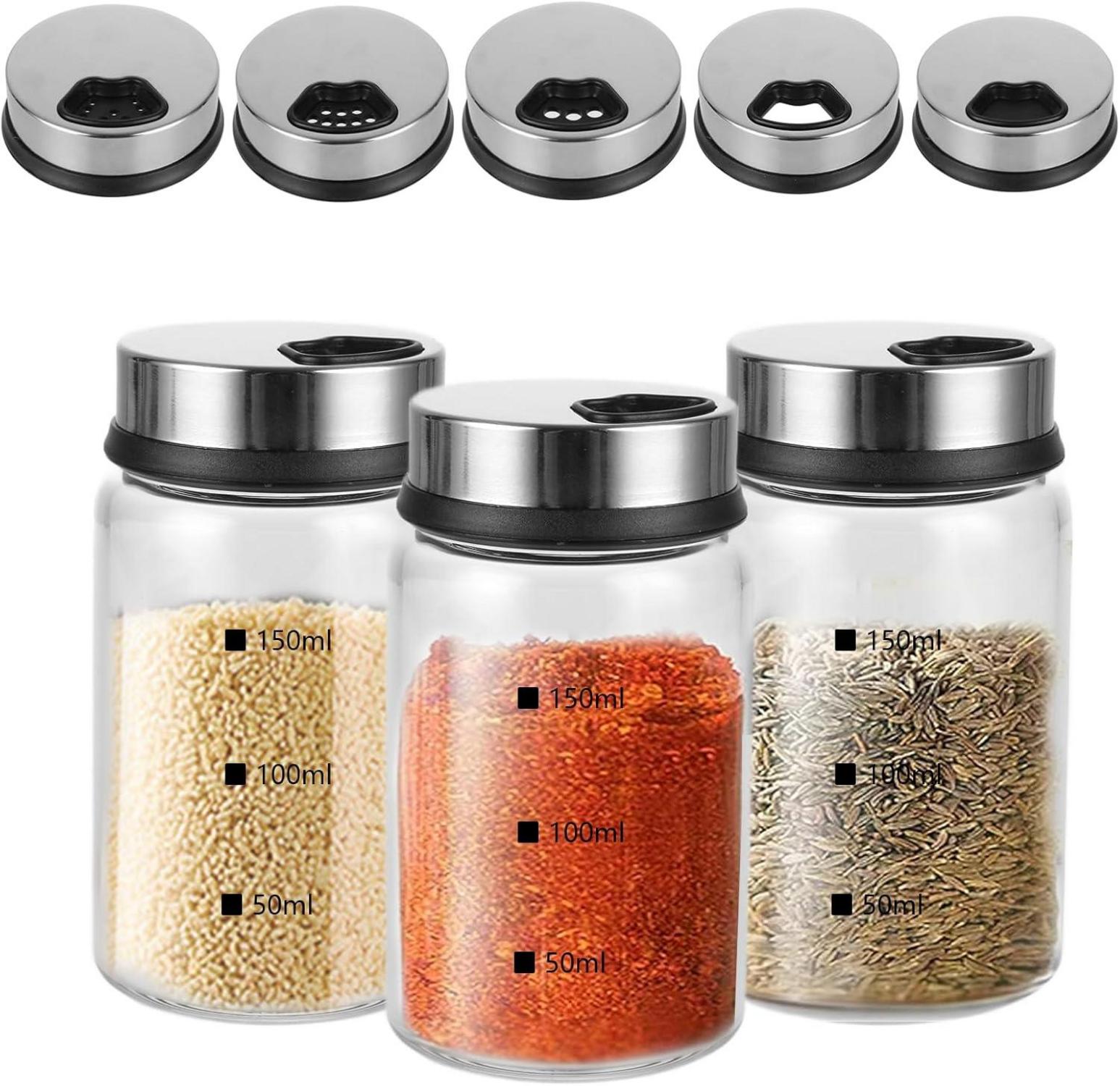 Gewürzstreuer Glas mit Drehdeckel 150ml 3er Set - Borosilikatglas