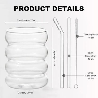 Geripte Cocktailgläser Longdrinkgläser 350ml 4x Strohhalmen