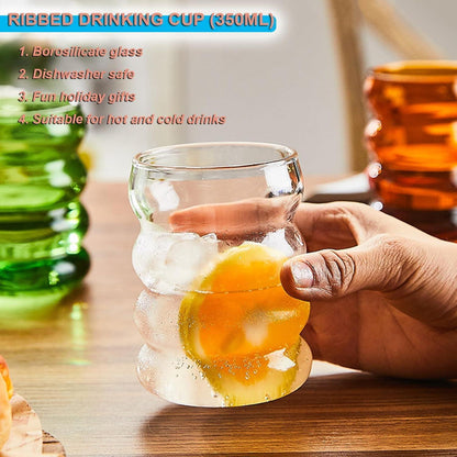 Geripte Cocktailgläser Longdrinkgläser 350ml 4x Strohhalmen