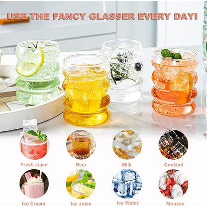 Geripte Cocktailgläser Longdrinkgläser 350ml 4x Strohhalmen