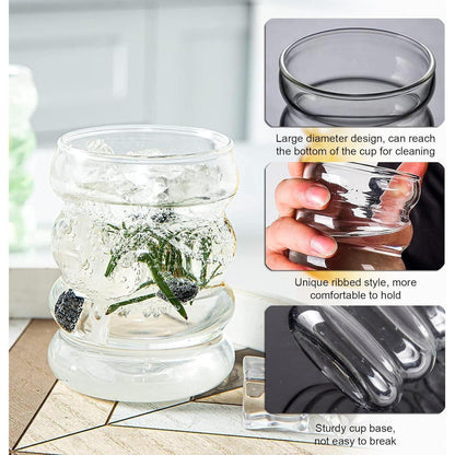 Geripte Cocktailgläser Longdrinkgläser 350ml 4x Strohhalmen