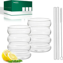 Gerippte Trinkgläser Set (2 x 350ml), Cocktail- & Wassergläser