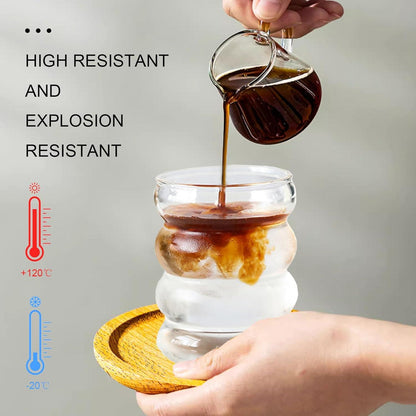Gerippte Cocktailgläser Set 2x350ml Borosilikat Glas Straw Kit