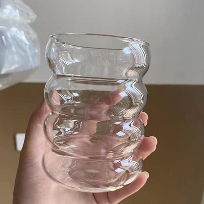 Gerippte Cocktailgläser Set 2x350ml Borosilikat Glas Straw Kit