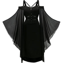 Gothic Kleid Damen Vintage Mittelalterlich mit Trompetenärmeln