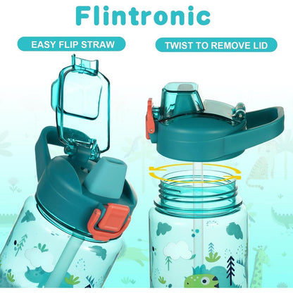 Kinder Trinkflasche mit Strohhalm 600ml Blau BPA-frei