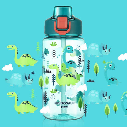 Kinder Trinkflasche mit Strohhalm 600ml Blau BPA-frei