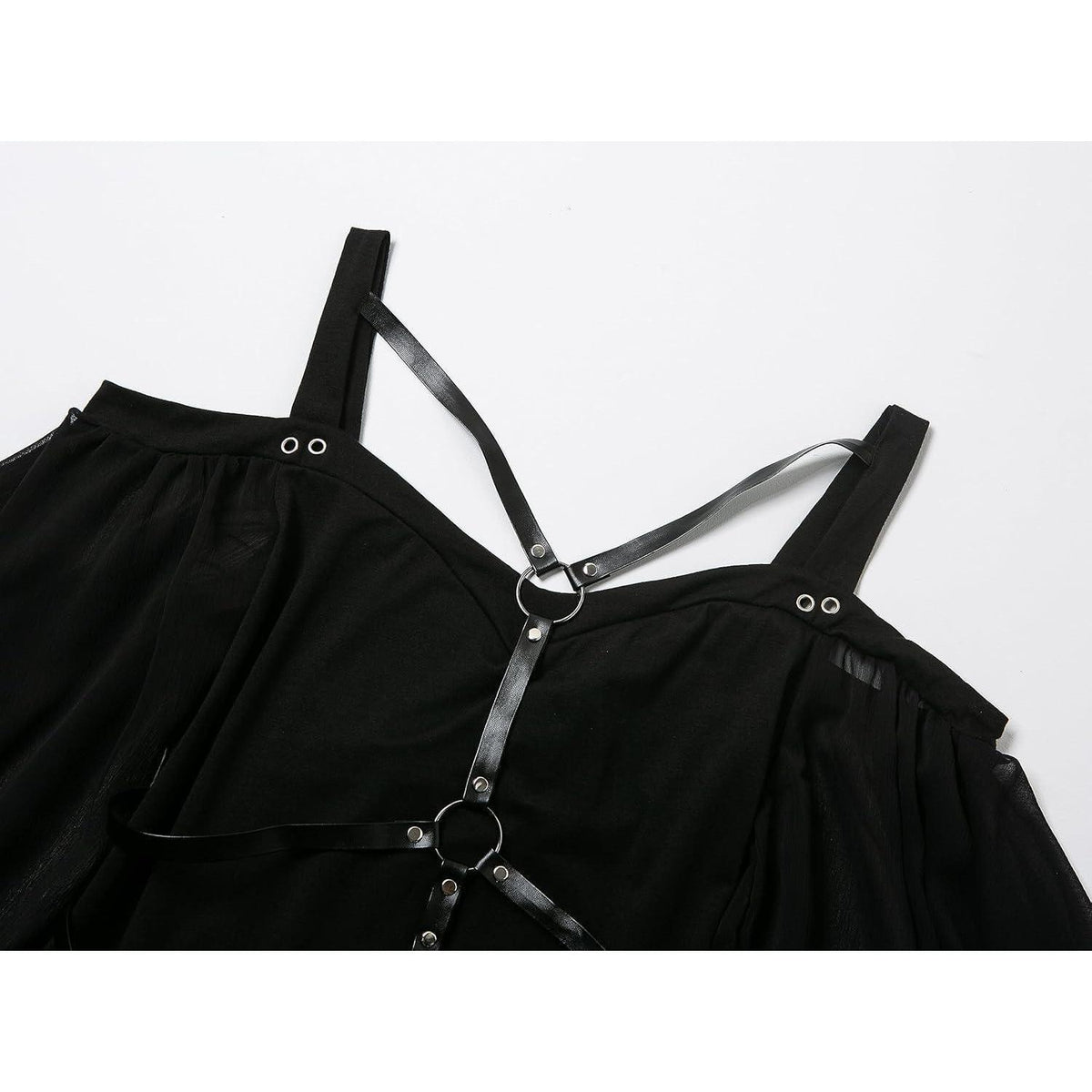 Gothic Kleid Damen Vintage Mittelalterlich mit Trompetenärmeln
