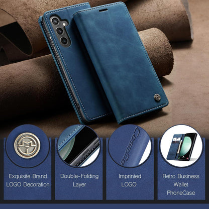 Handyhülle Samsung Galaxy S23 FE Leder RFID Klapphülle Blau