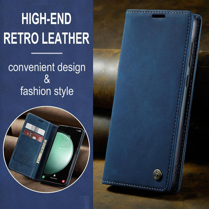 Samsung Galaxy S23 FE RFID Leder Handyhülle Flip Case Stand Blau