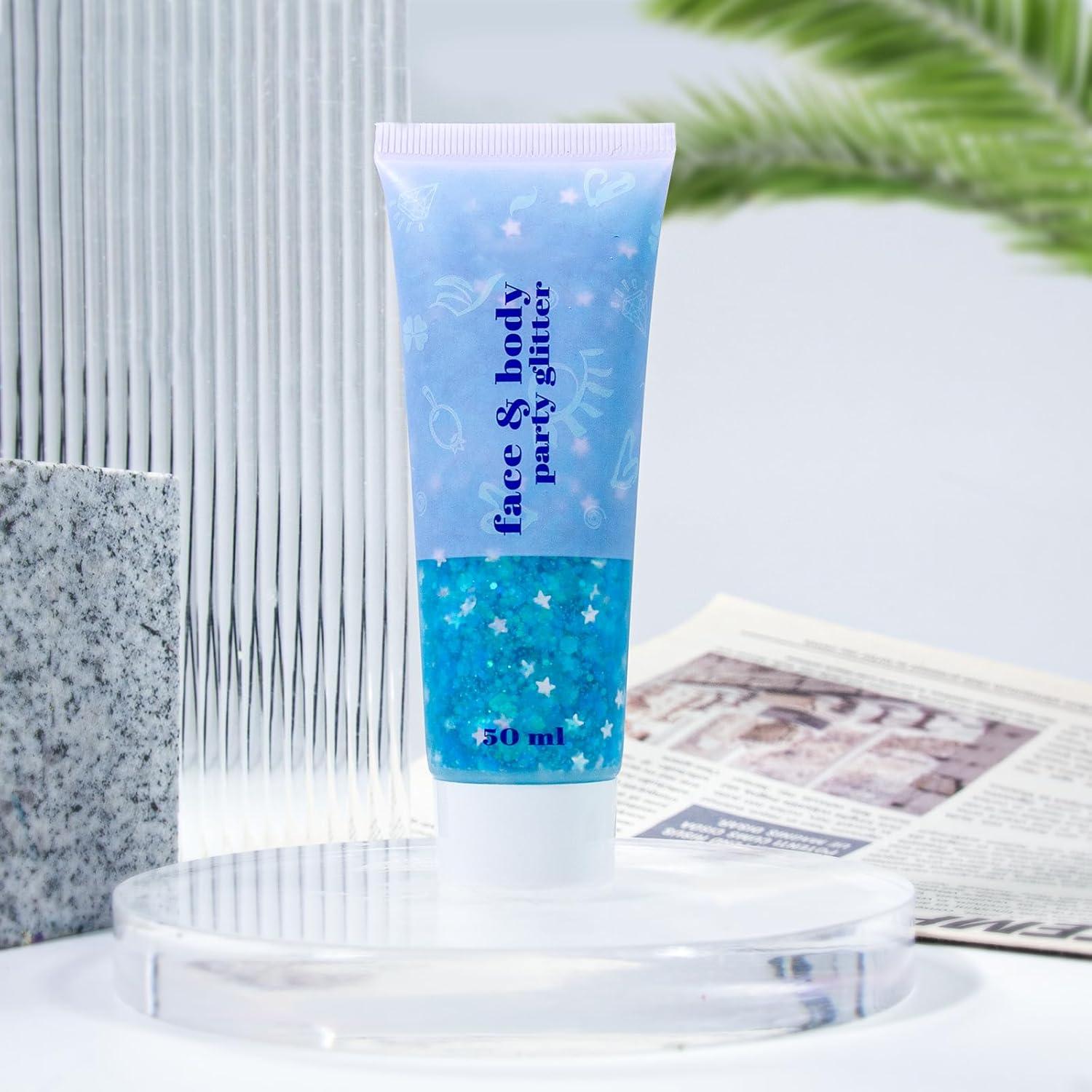 Glitter Gel 50ml Face Body Sequins Shimmer Holographic Makeup Blue