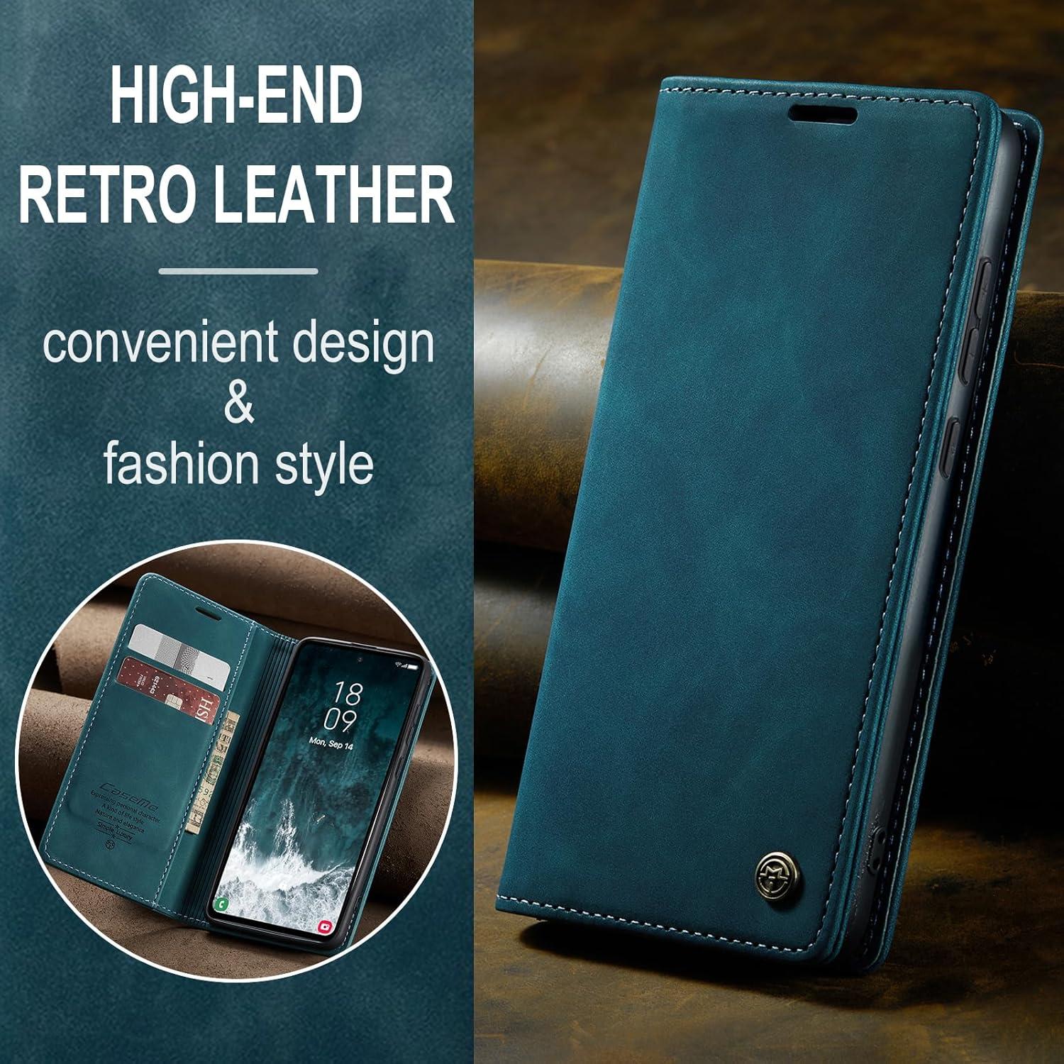 Handyhülle Samsung Galaxy S23 FE Leder Flip Case Blaugrün