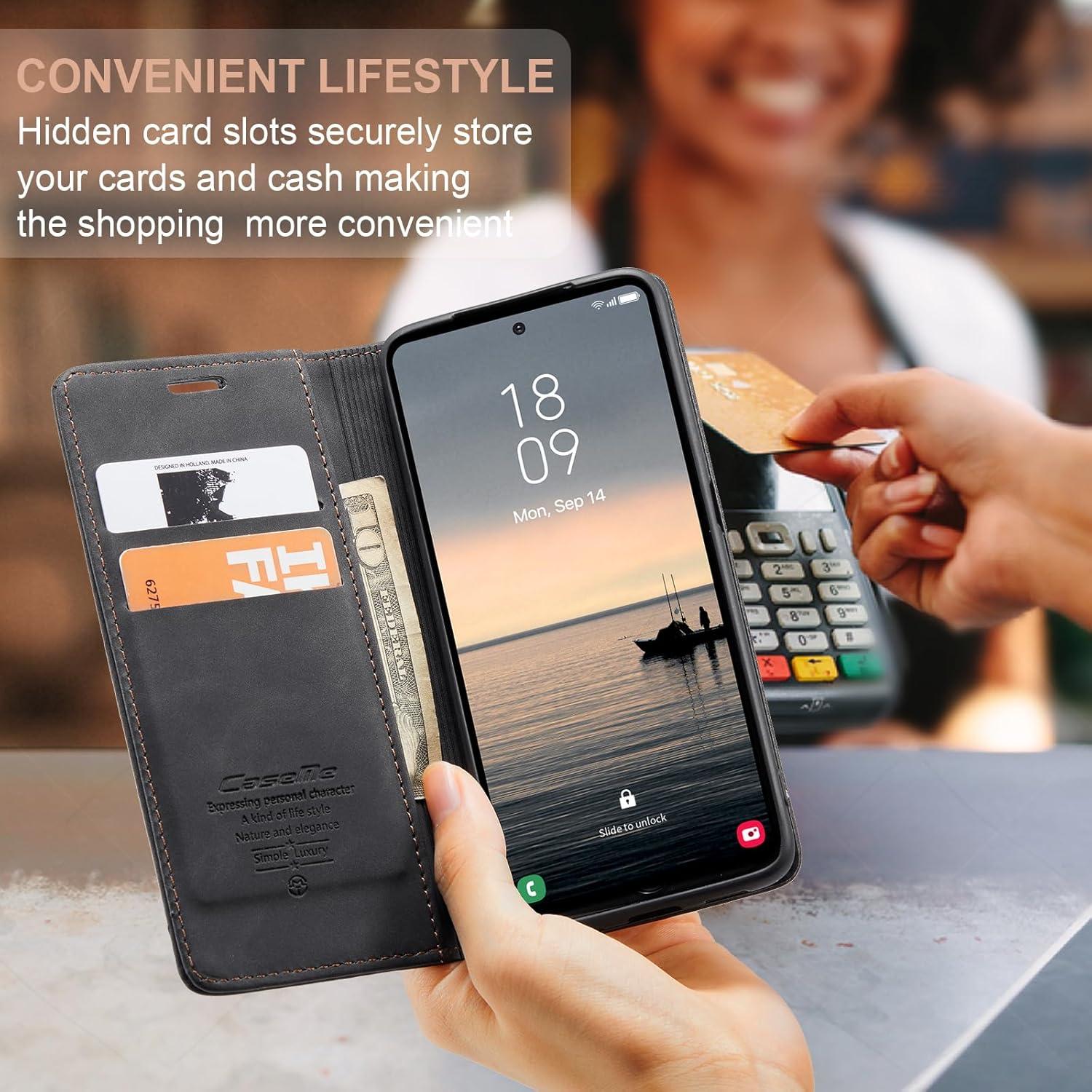 Samsung Galaxy S23 FE Handyhülle Leder Klapphülle Schwarz Magnet Standfunktion