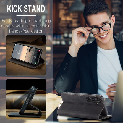 KZB Handyhülle Samsung Galaxy S23 FE Schwarz Leder Flip Case Magnet Stand