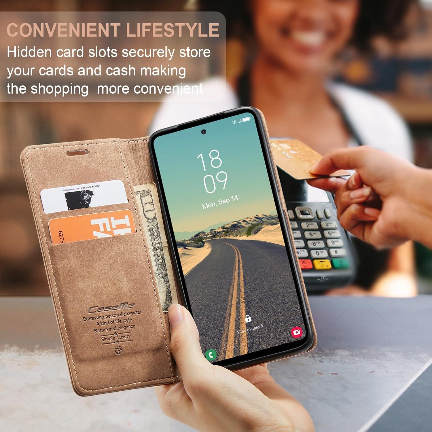 Samsung Galaxy S23 FE Handyhülle Klappbar Premium Leder Tasche Magnet Standfunktion Braun