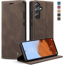 Samsung Galaxy S23 FE Handyhülle Premium Leder Klapphülle Kaffee
