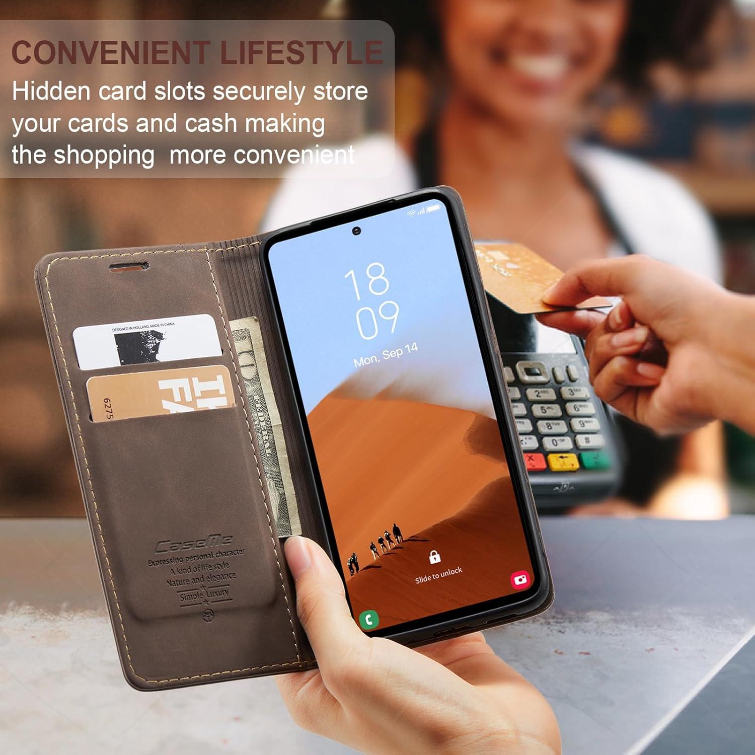 Samsung Galaxy S23 FE Handyhülle - Premium Leder Flip Case Kaffee
