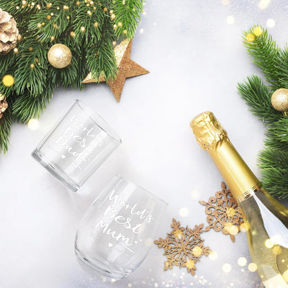 Weinglas und Whiskyglas Set für Mama und Papa, Weihnachtsgeschenk 520ml, Dad und Mum Geschenkidee 17oz