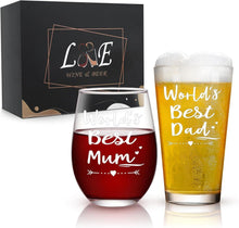 Christmas Wine and Beer Glass Set for Dad and Mum 17oz
