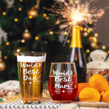 Weihnachtsgeschenk für Eltern, Rotweinglas und Bierglas Sets