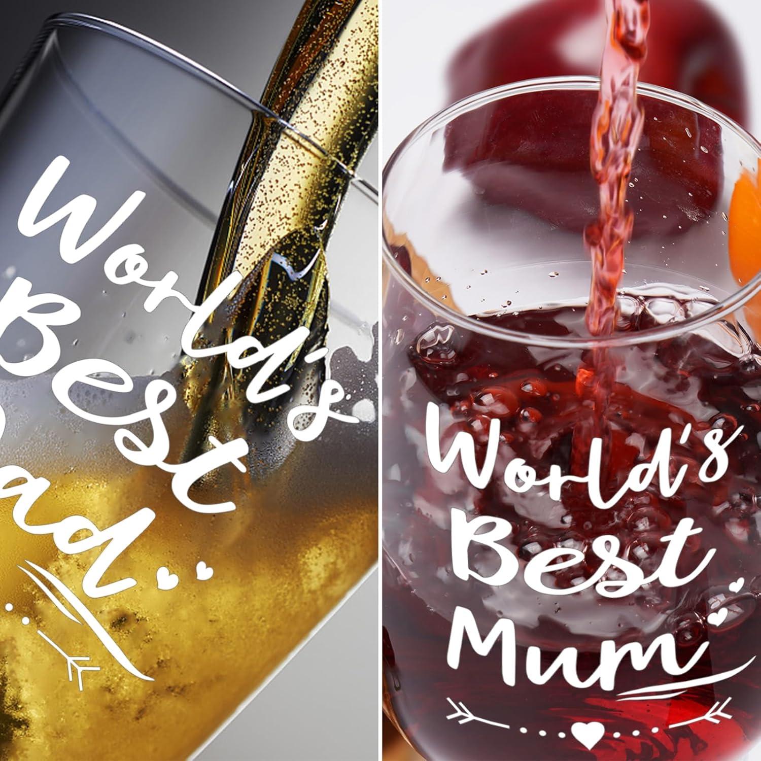 Christmas Wine and Beer Glass Set for Dad and Mum 17oz