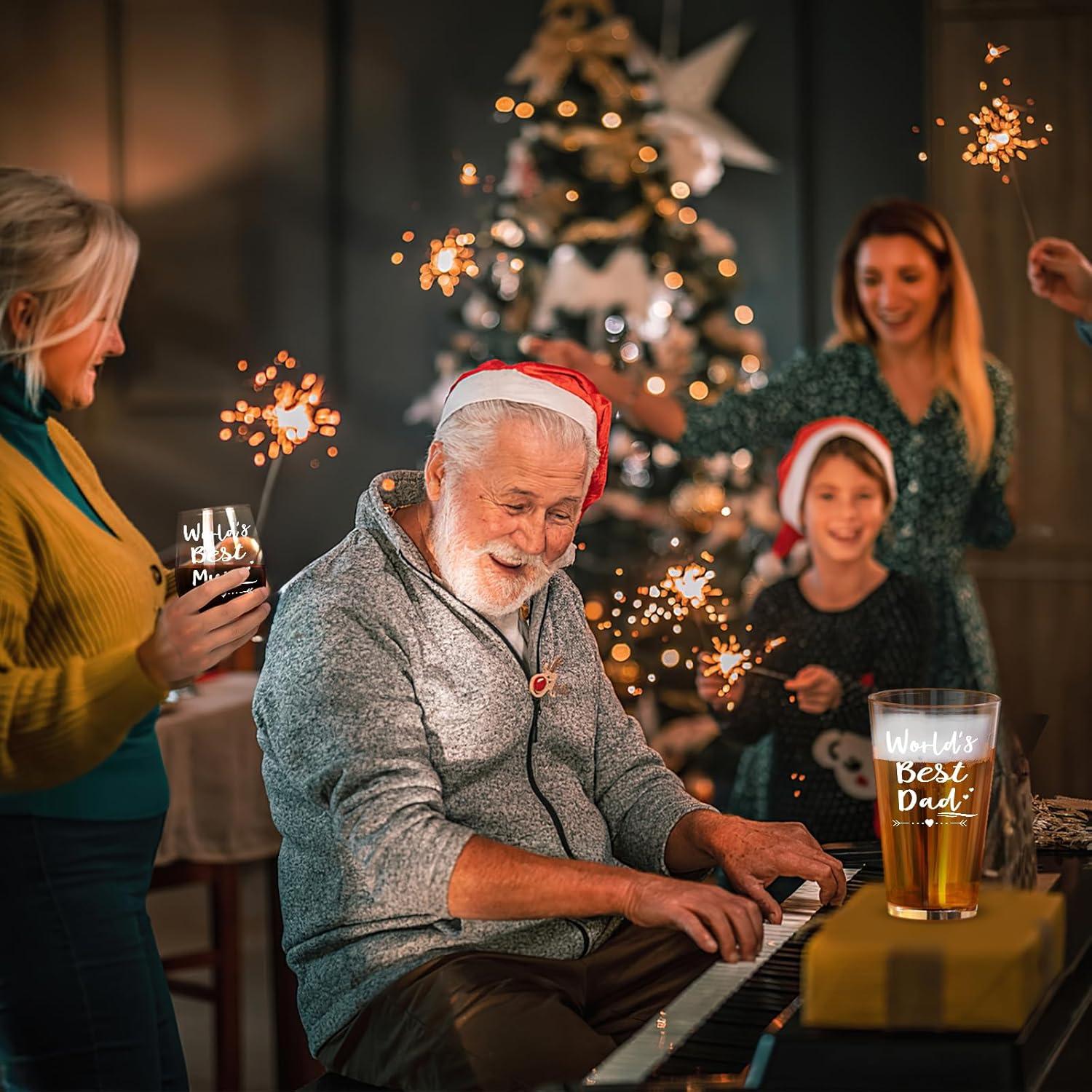 Weihnachtsgeschenk Dad&Mom, Wein- und Bierglas Set 17oz