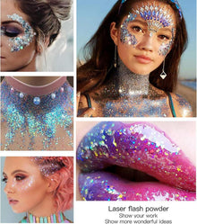 Body Glitter Gel Sequins Shimmer Liquid Eyeshadow Kit #Light
