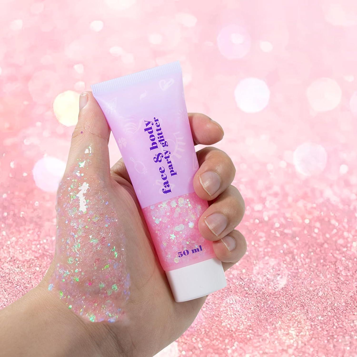 Glitter Gel 50ml Face Body Sequins Chunky Glitter Pink Sparkle Makeup