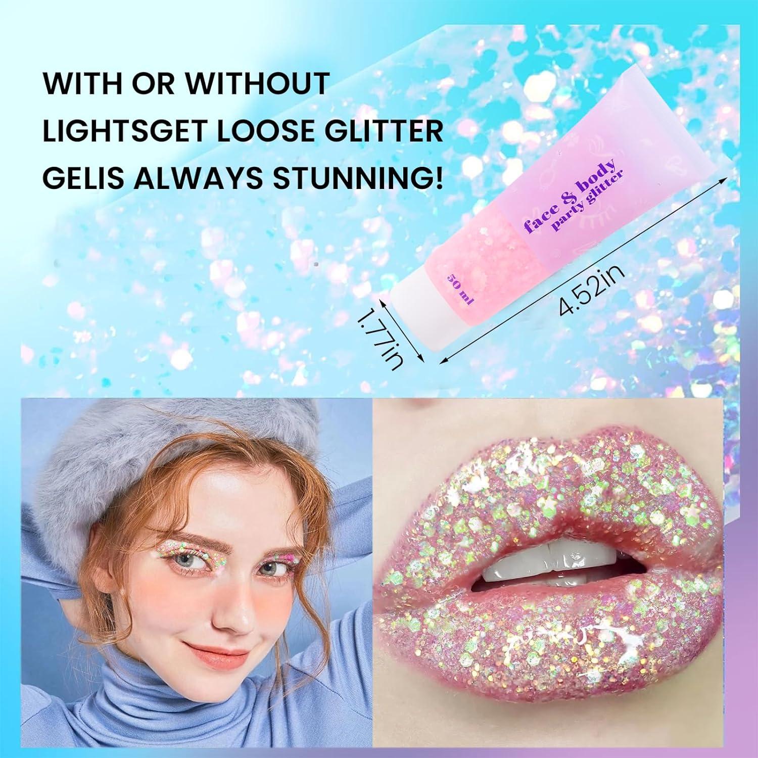 Glitter Gel 50ml Sequins Shimmer Liquid Eyeshadow Light Pink