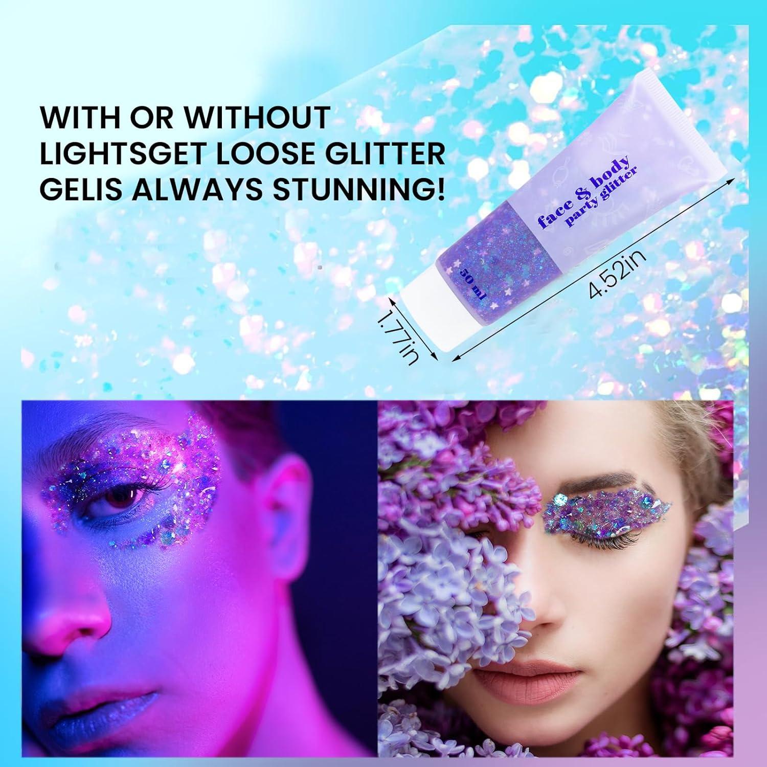 Glitter Gel Body Sequins Shine Festival Makeup Holographic Laser Powder