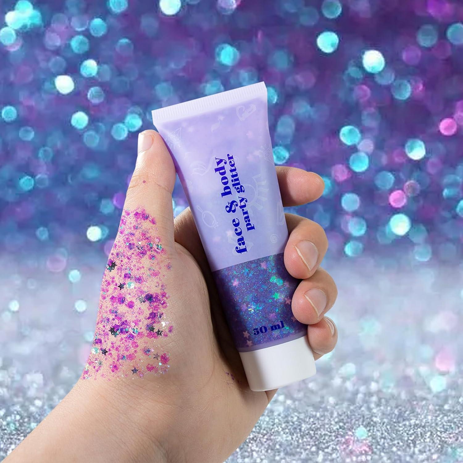 Body Glitter Gel 50ml Face Body Shimmer Sequins Eyeshadow Chunky Glitter
