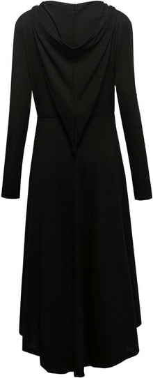 Damen Renaissance Mittelalter Kleid mit Kapuze Schwarz S-2XL